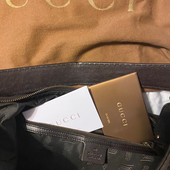 GUCCI Brown Leather Medium Jockey Hobo Bag with gold hardware - Picture 13 of 16